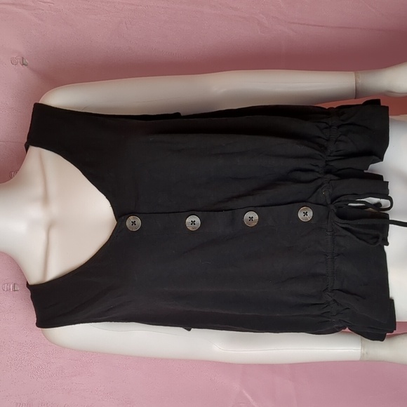 Sanctuary Black Tie Waist Faux Button Front Sleeveless Top size 1X - Picture 1 of 5